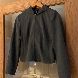 Ann Taylor Gray Bomber Jacket with Sporty Style